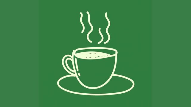 A cup of coffee on green background and green screen animated chromakey background emotion composition backgrounds scene cartoonish motion creative expression figure depth elements