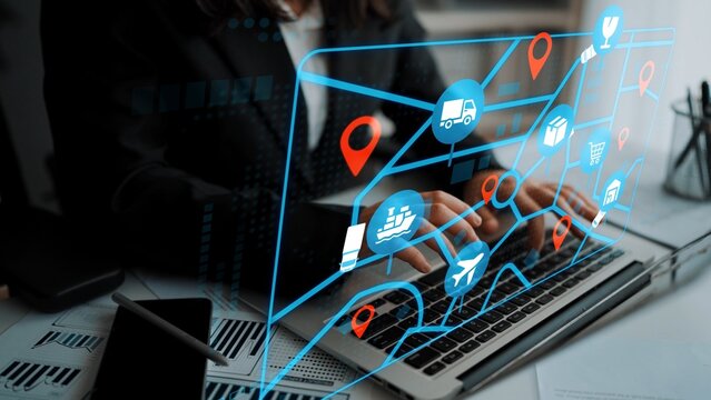 Modern Workplace with Digital Technology Showcase for Logistics and Supply Chain Operations Focusing on Data Visualization and Business Solutions. Entropy.