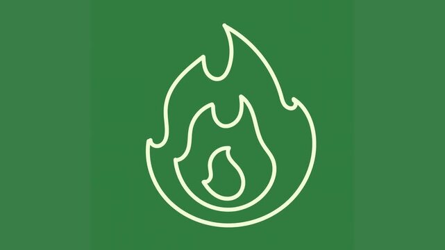 A green background with white outline of fire and icon on green screen animated chromakey background gesture expression backgrounds motion emotion layers figure illustration colorful