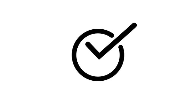 Black color check mark animation. check mark motion graphics. Animated tick mark icon 4k video animation.