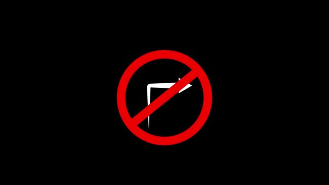 A road forbidding sign. Road sign right turn is prohibited. No right Turn sign animation on Black background. No right turn sign template. Traffic road symbol on Vector illustrator.