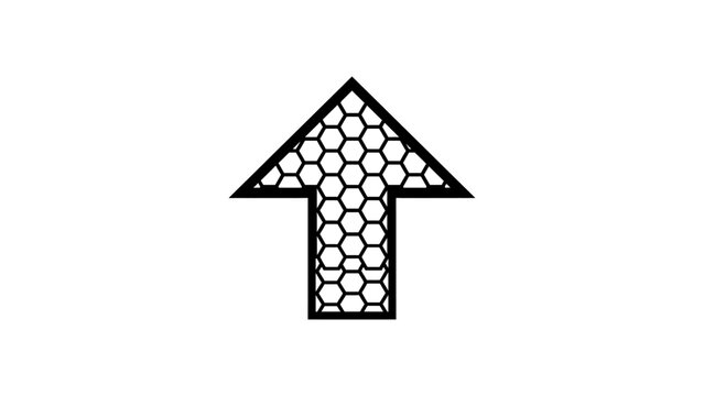 Honeycomb pattern fletching arrow vector icon tech and beehive inspired directional sign
