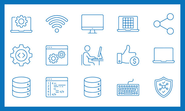 Web Development, Database Management, and IT Infrastructure Icon Set