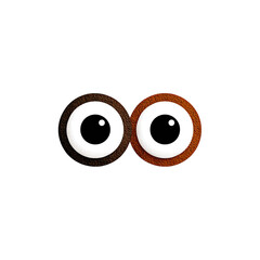 Obraz premium Pair of cartoon eyes peek from darkness