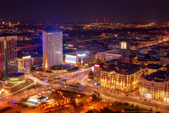 Night view of Warsaw