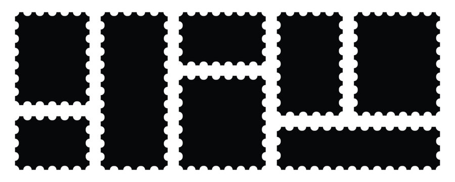 postage stamp. Blank postage stamp. Clean postage stamp template. Postage icon. blank rectangle and square Postage stamp frames. 