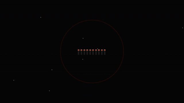 Abstract retro pixel art HUD and UI design element on black cosmic background
