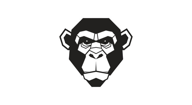 Geometric Monkey Face Closeup Illustration.