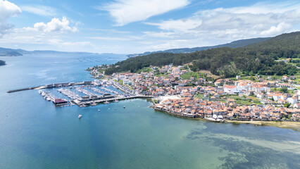 Fototapeta premium Combarro village and marina aerial view, pontevedra, galicia
