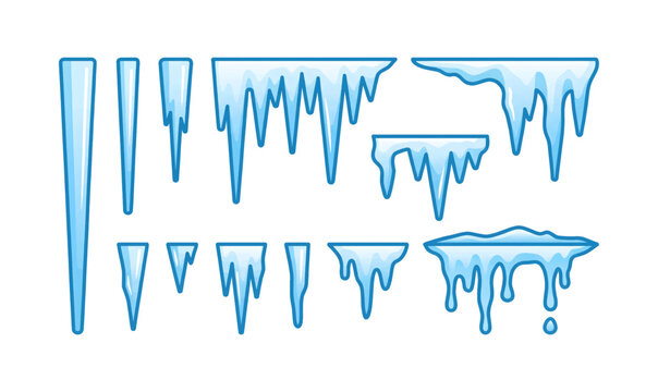 Collection of Blue icicle shapes and forms.