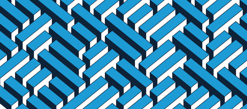 Labyrinth seamless background, 3D geometric endless pattern of logic maze, isometric vector dimensional cubical background.