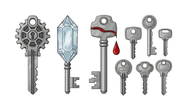 Collection of old fantasy metal keys.