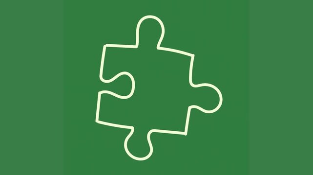 A white puzzle piece on green background and green screen animated chromakey background emotion figure style design illustration gesture frame colorful expression layers motion scene