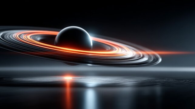 Cosmic scene with rings and orbs illustrating celestial motion and gravity effects