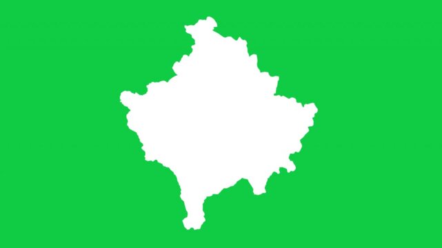 Kosovo map pop animation with green background