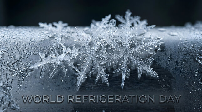 World Refrigeration Day, frosty snowflake, ice crystal, frozen water droplet