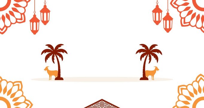 Copy space animation with typical Middle Eastern Islamic ornament decoration in the background