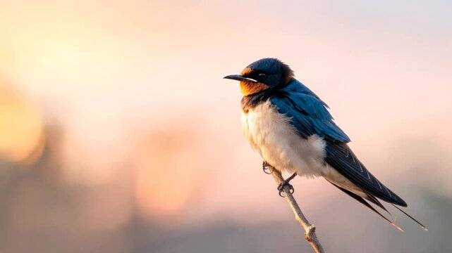 barn swallow bird costa rica close up morning sunrise light video