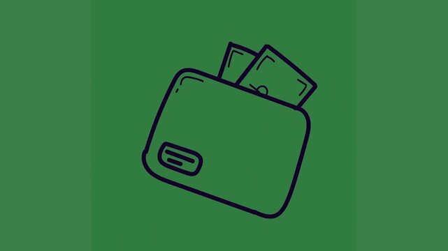 A drawing of wallet on green background and with money green screen animated chromakey background composition layers movement emotion figure creative backgrounds style elements depth