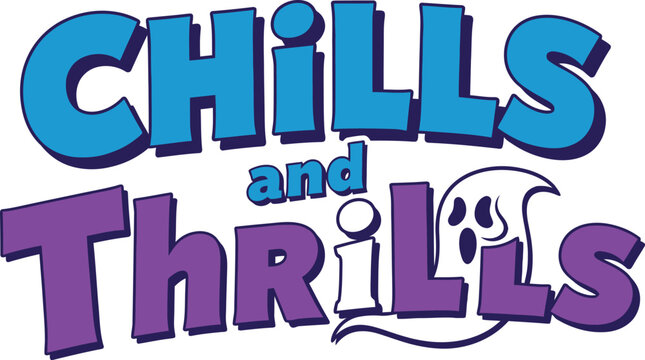 Fun chills and thrills colorful retro text logo design