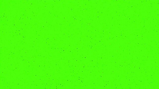 Black Dust and Particles Flying on Green Screen Background. Vintage Film Dust and Scratches Overlay on Chroma Key