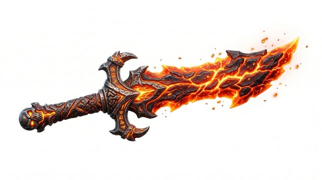 Fantasy Sword with Molten Lava Blade in Dark Setting