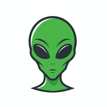 Minimalist green alien head vector icon illustration.