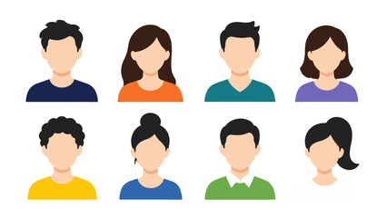 Naklejka na ściany i meble Set of faceless male and female avatar icons in flat style
