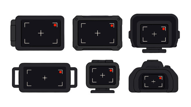 Set of digital camera screen and viewfinder vector icons