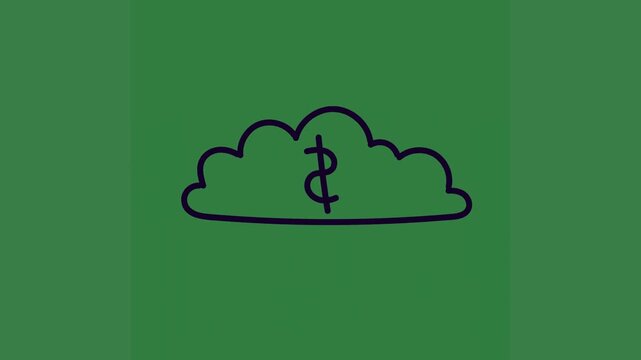 A green background with black outline of cloud and two clouds green screen animated chromakey background layers scene movement cartoonish gesture figure depth frame colorful elements
