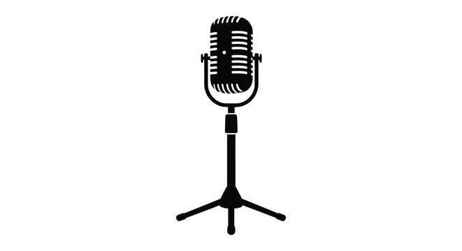 Vintage microphone with stand black silhouette mic