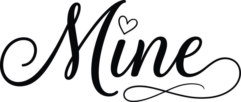 Vector mine typography with heart on transparent background
