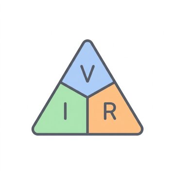 Ohm's Law triangle icon showing voltage current and resistance