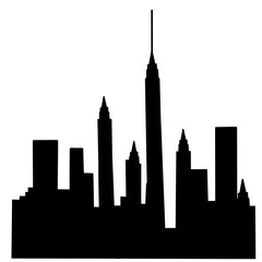 Fototapeta premium Cityscape silhouette. High rise building view illustration. City building view vector. City building flat design. City building view at night