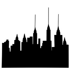Fototapeta premium Cityscape silhouette. High rise building view illustration. City building view vector. City building flat design. City building view at night