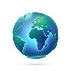 Naklejka premium 3D Stylized Earth Globe with Raised Continents on White Background