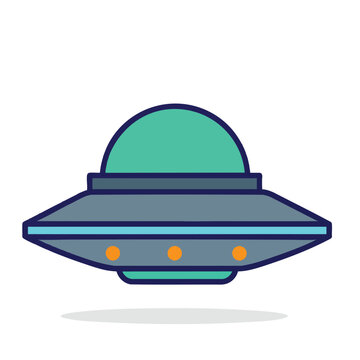 Stylized Illustration of a Classic Flying Saucer UFO.
