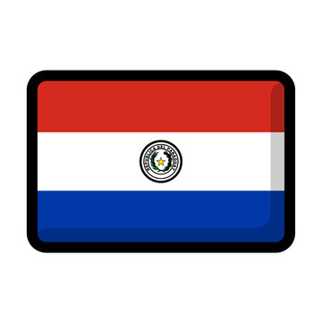 Paraguay flag icon vector illustration with rounded corner rectangle frame