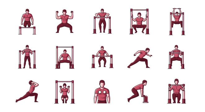 Calisthenics Bodyweight Exercise Vector Icon Set
