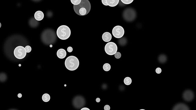 Floating dollar bokeh background animation