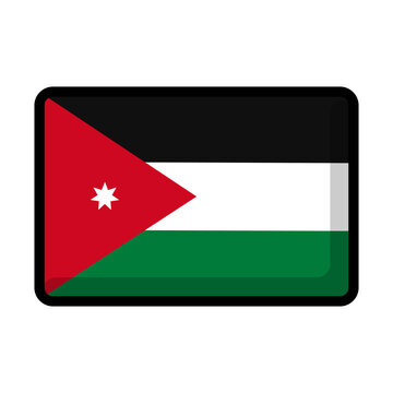 Jordan flag icon vector illustration. National symbol of the Hashemite Kingdom of Jordan featuring black, white, and green horizontal bands with a red triangle and white seven-pointed star. Flat desig