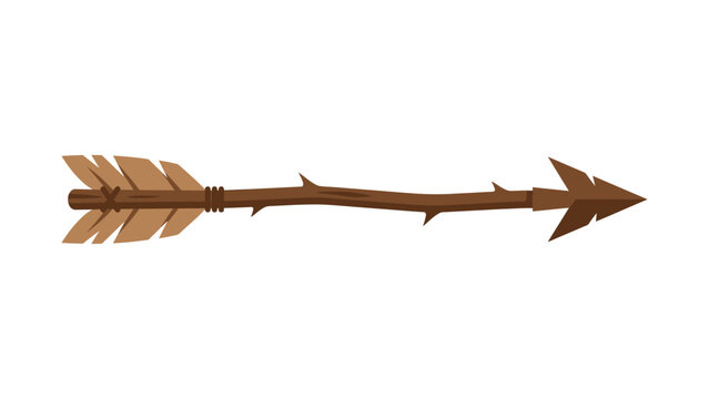 Wooden branch arrow with fletching vector icon nature forest and eco directional sign