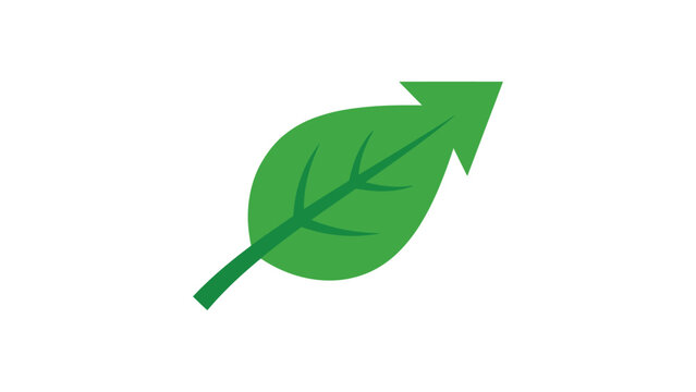 Green leaf arrow vector icon simple organic nature and sustainability concept sign