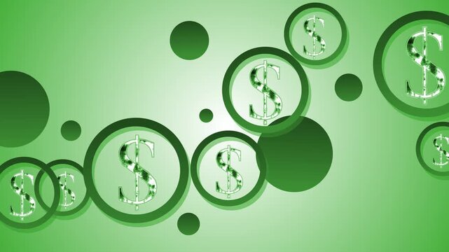Dollar symbol circles on gradient background animation