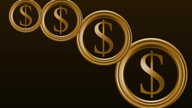Neon dollar coins background animation