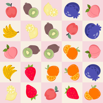 Fresh fruits with bento box seamless pattern vector illustration design.