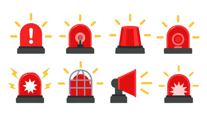 Plakat Red emergency siren and alarm light icon set