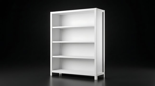 Empty white shelving unit mockup for interior design presentation showing storage cabinet display and organized retail