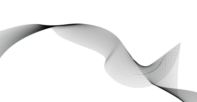 Abstract flowing lines graphic pattern on white background with abstract minimalist monochrome