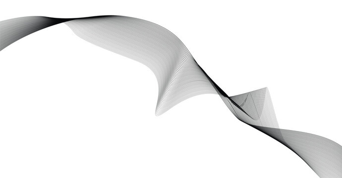 Abstract flowing lines graphic pattern on white background with abstract minimalist monochrome